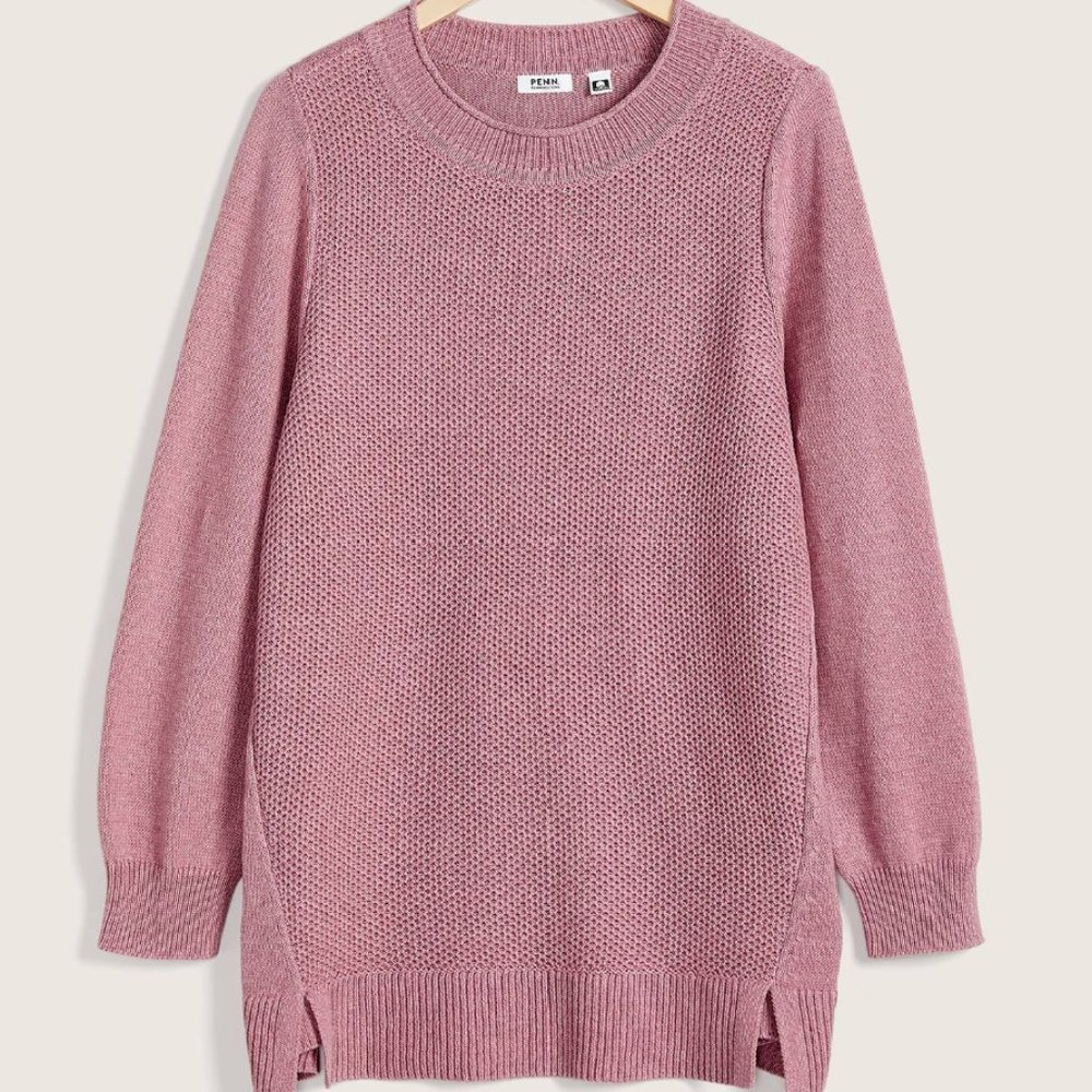 Penningtons NWT Shaker Stitch Pink Cotton Sweater Size X